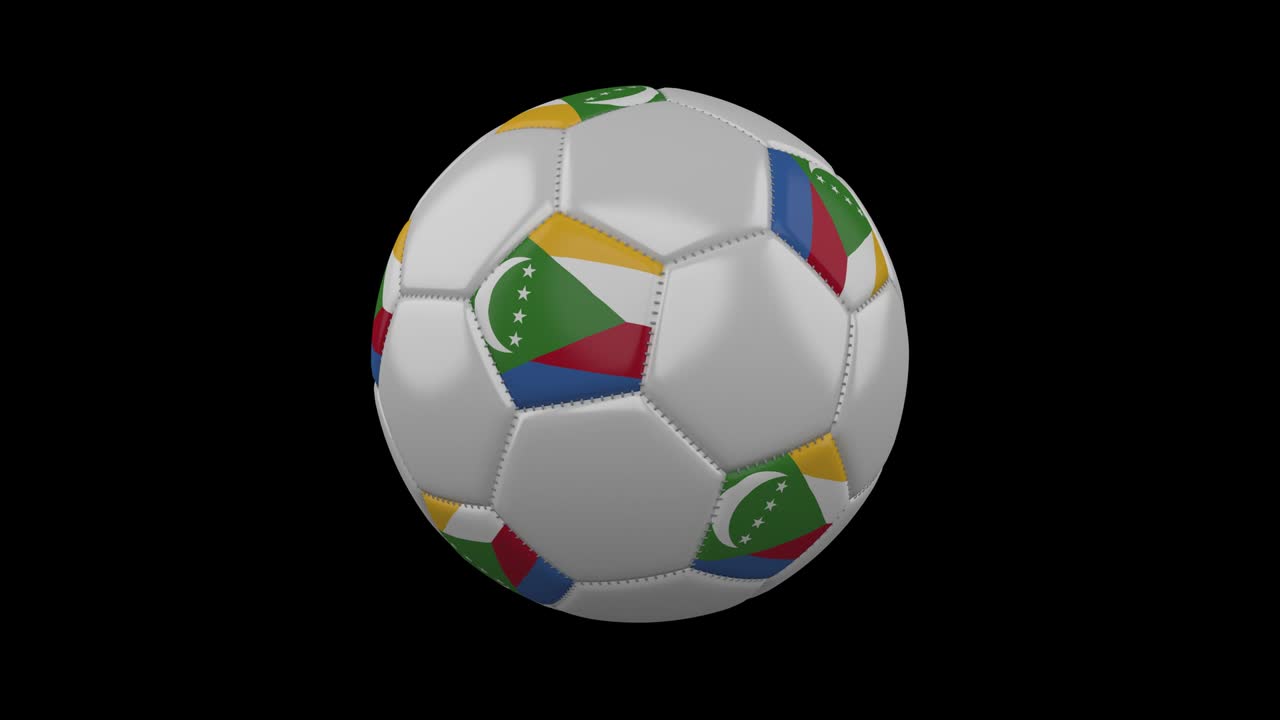 Soccer ball with flag Comoros loop 4k with alpha