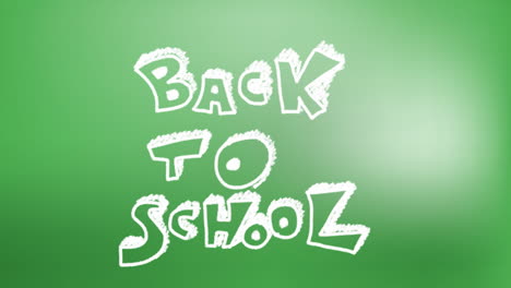 animation of back to school text over green background