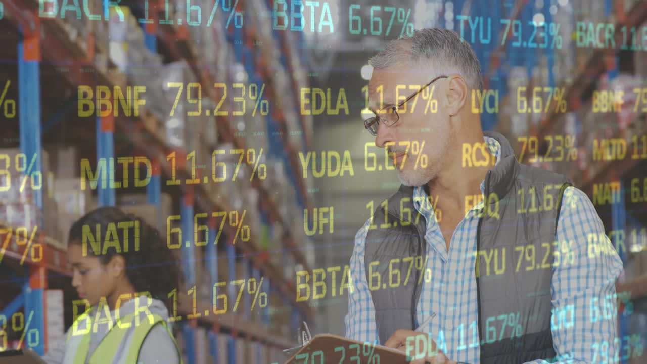 animación del mercado de valores sobre las personas que trabajan en el almacén