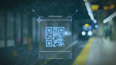 animación del código qr y las conexiones a través de la plataforma del tren.