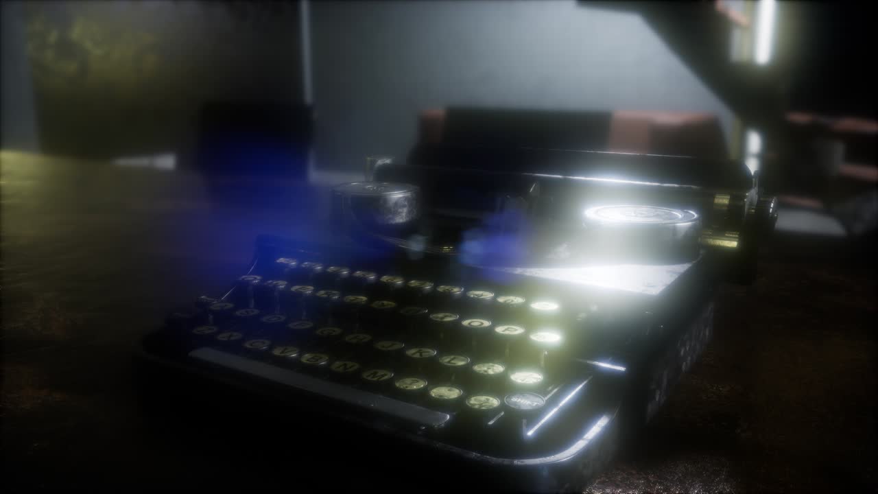 retro typewriter in the dark