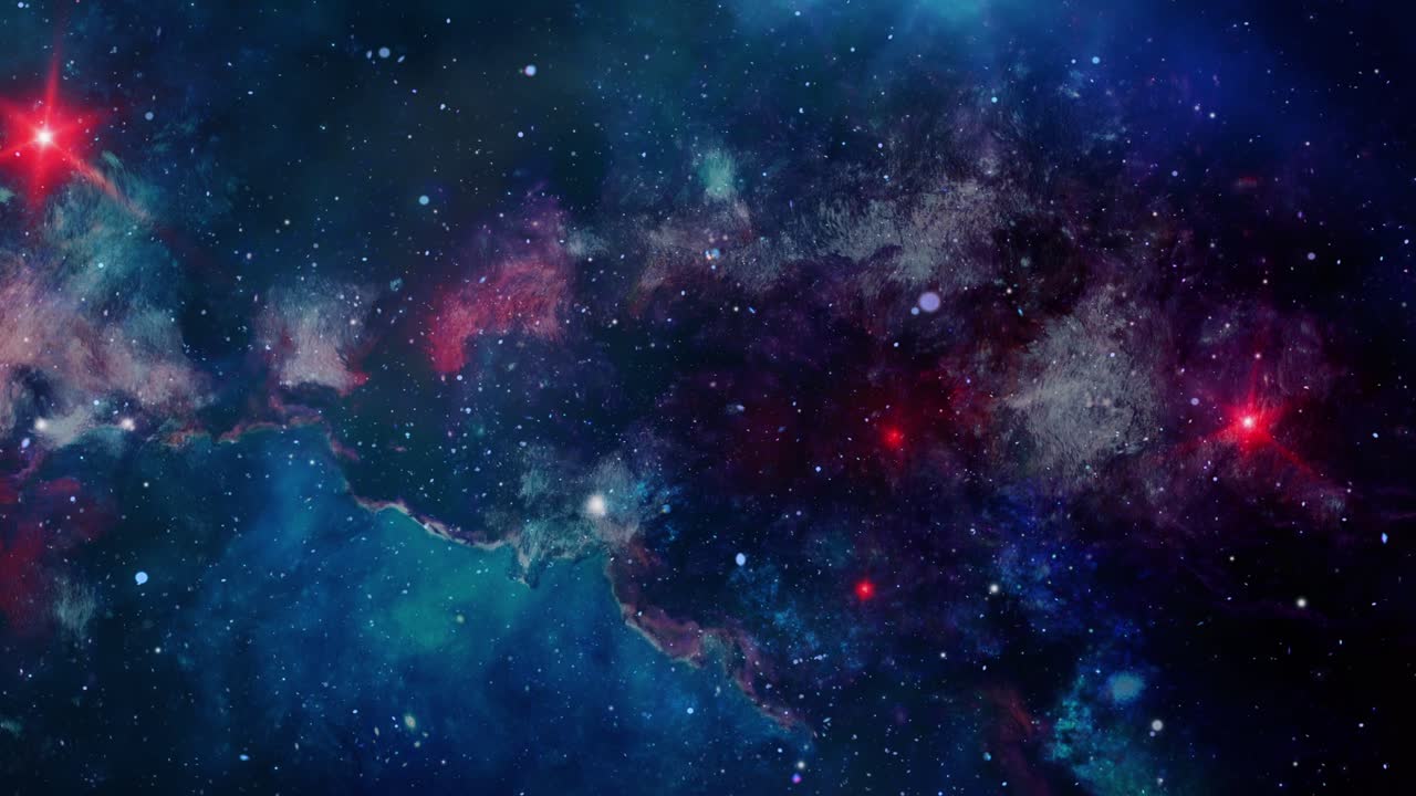 colorful nebula clouds floating and moving in the space