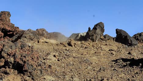 Static-slow-motion-shot-of-rock-crashing-and-exploding-into-pieces