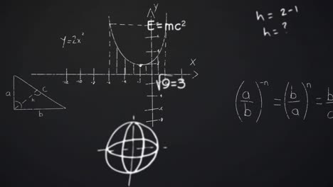 Animation-of-moving-mathematical-formulas-on-dark-background