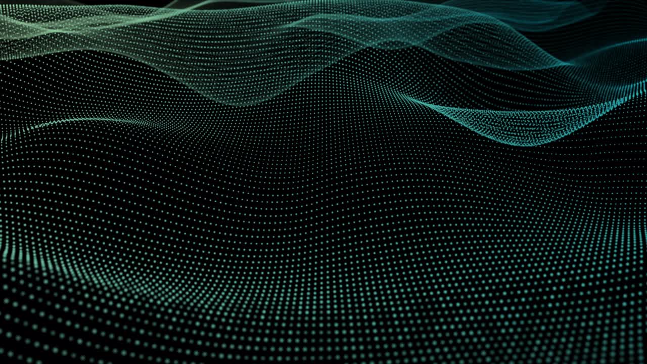 futuristico modello 3d a mezza tonalità ondate a punti astratte. animazione di stock video 4k.