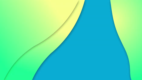 animation of gradient green to yellow waves moving on blue background