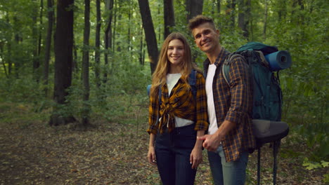 couple hiking in the forest