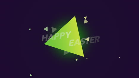 colorful triangle and festive greeting happy easter on dark background