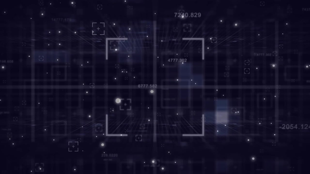 Animation of data processing over dark background