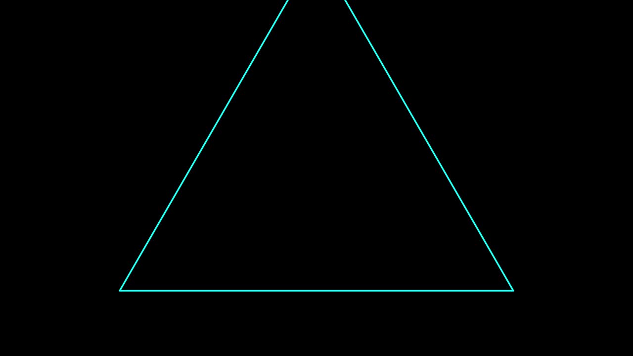 fondo negro y múltiples triángulos en movimiento, acercarse y alejarse repetidamente