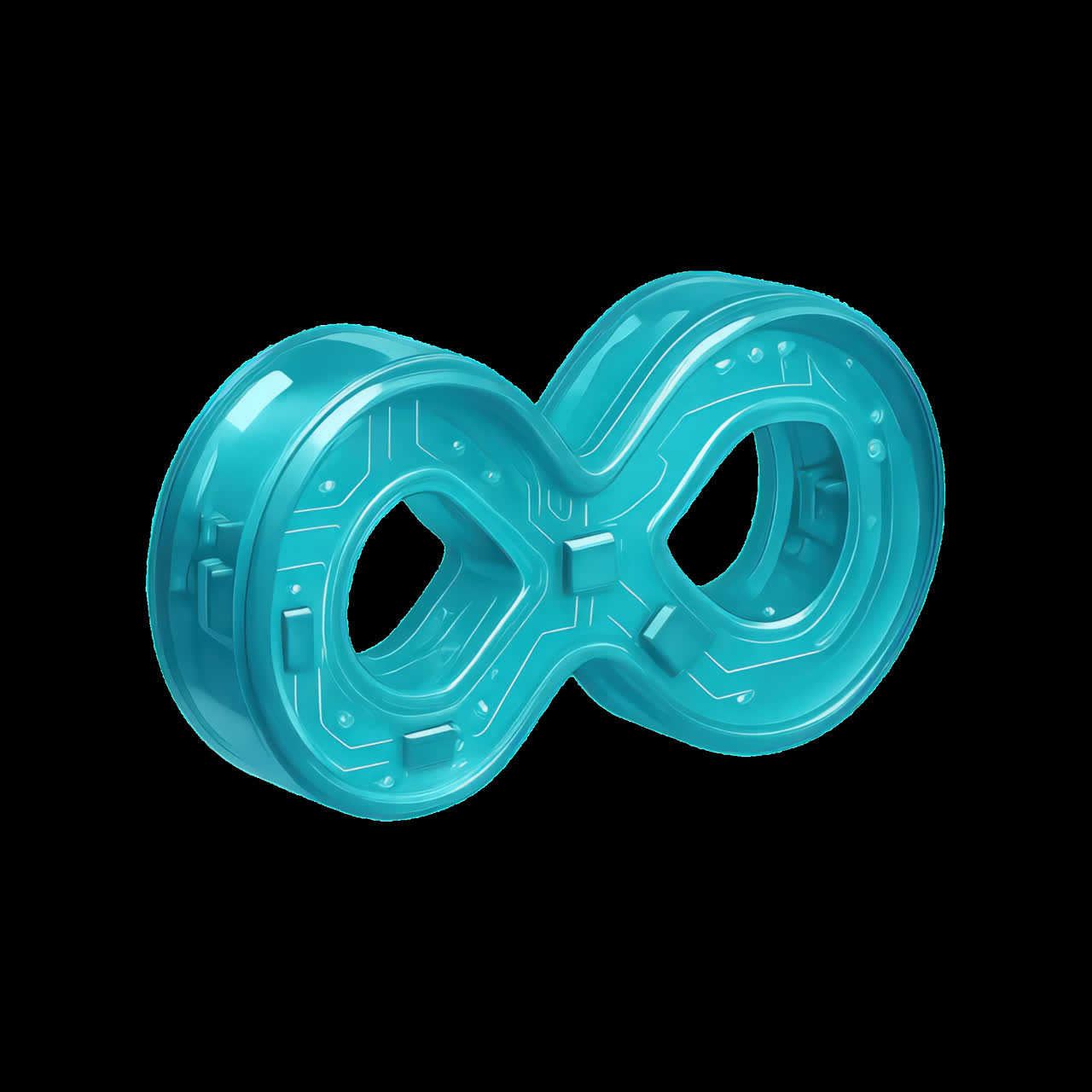 Blue ampersand symbol floating animation isolated asset, transparent 4K video, alpha channel, ProRes