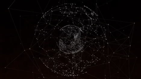 animación de globo de red de conexiones con puntos brillantes sobre fondo oscuro