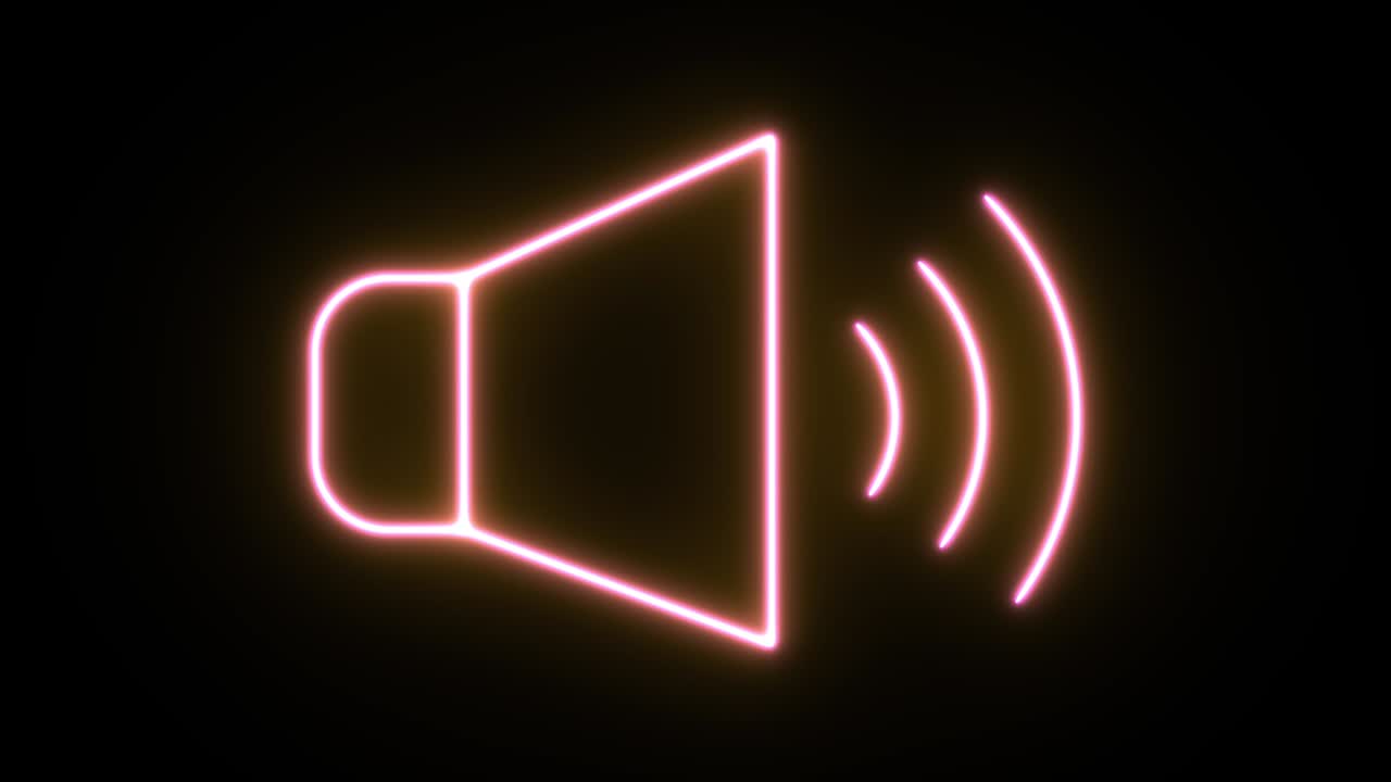 Animazione di un'icona luminosa al neon. Sfondo nero 4K UHD