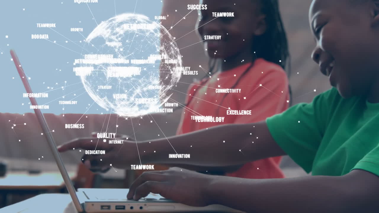 Globe spinning with data and connection network