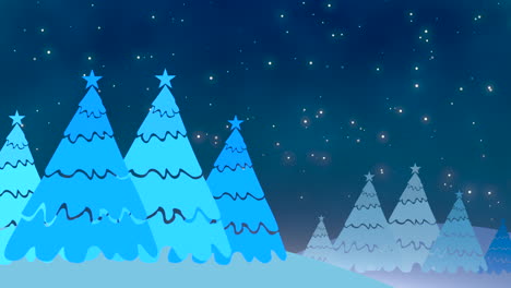 árbol de navidad y copos de nieve blancos y estrellas cayendo 2