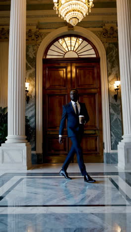 businessman in a grand elegant building