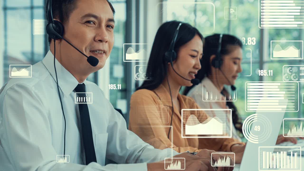 カスタマーサポートコールセンターは 視覚的なグラフィックでデータを提供します