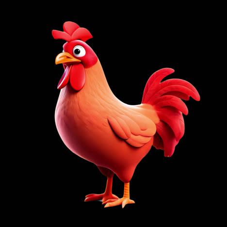 colorful cartoon chicken character animation isolated asset, transparent 4k video, alpha channel