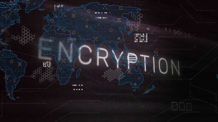 Animation of text and data processing over circuit board on dark background