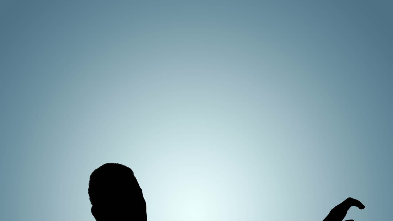 회색 배경 에 활동 하는  ⁇  푸터 의 실루 ⁇  의 애니메이션