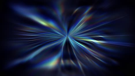 animation of ethereal abstract visual featuring bursts of blue light rays radiating outwards in vibrant and iridescent display creating psychedelic effect