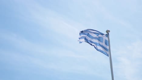 greek flag waving against a clear sky