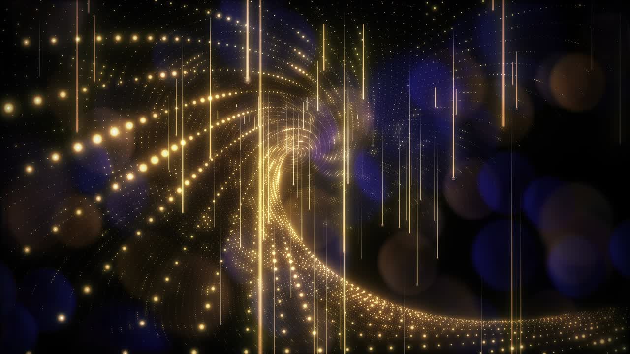 Elegant Gold Array Landscape Looping Background with Purple Bokeh ...