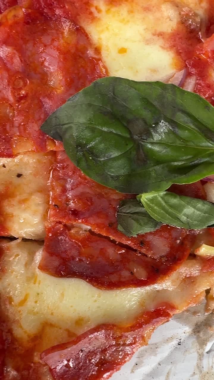 Close-up of a Slice of Pizza