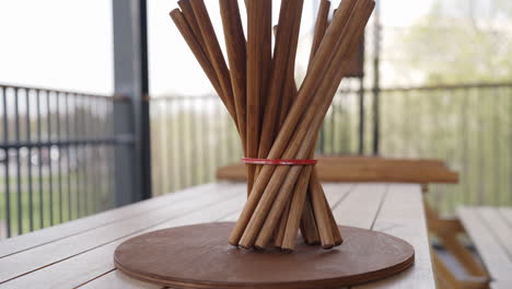 wooden sticks game on a table