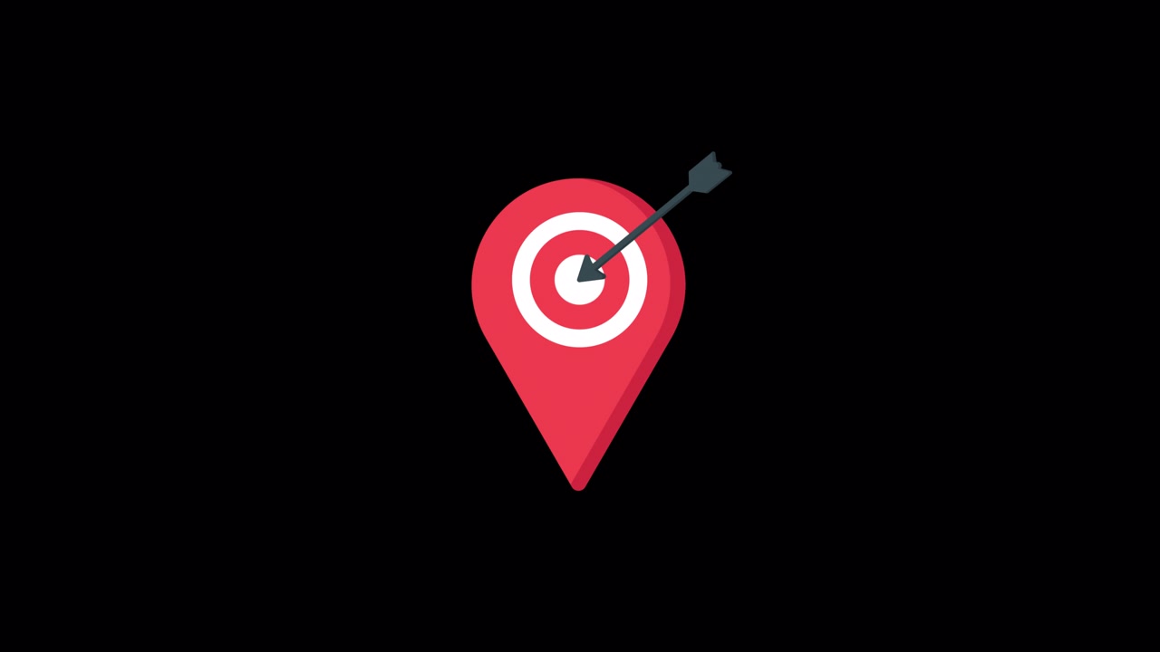 Animated Map Pin Icon with Target and Arrow Hitting Bullseye