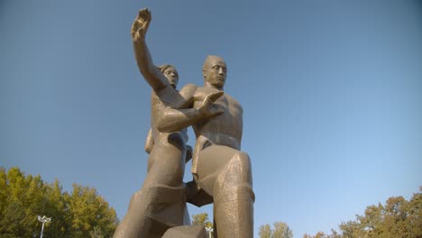 the monument of courage in tashkent, uzbekistan dedicated to the strongest earthquake of 1966