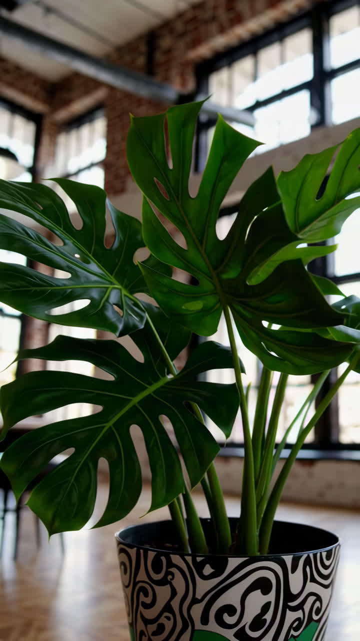 Monstera Plant in Modern Industrial Interior