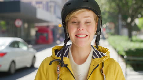 confident, playful and happy young cyclist smiling