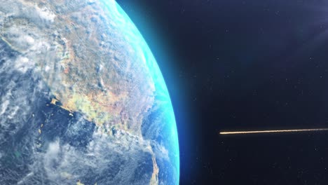 earth from space with comet