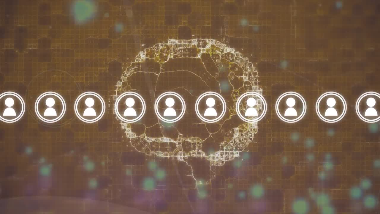 아이콘을 통해 뇌와 연결된 네트워크의 애니메이션