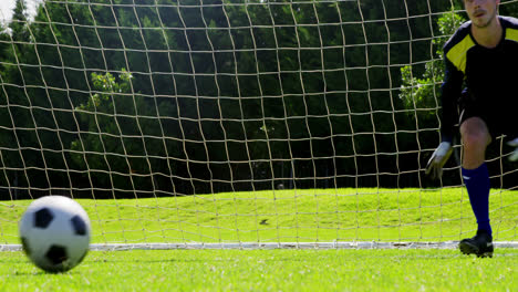 goalkeeper misses a save in the field