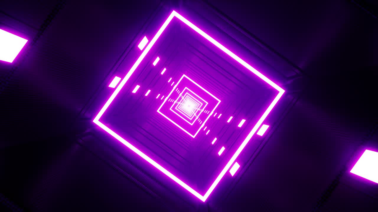 빛나는 보라색 사각형 터널 vj 루프