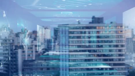 animación de diversos datos sobre el distrito financiero de la ciudad