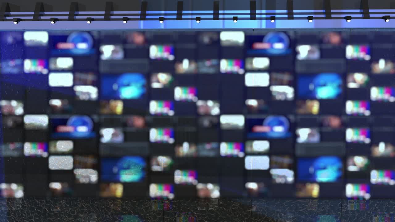 pared de tv, video en bucle, bucle de fondo de estudio de noticias usado