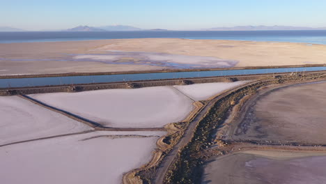 pink and blue colored landscape in northern utah at the great salt lake