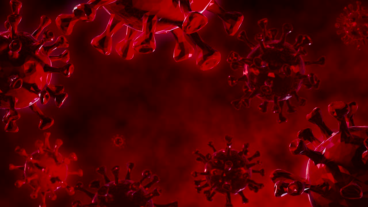 coronavirus abstracto que se mueve en la célula del virus - gráficos en movimiento (bucle)