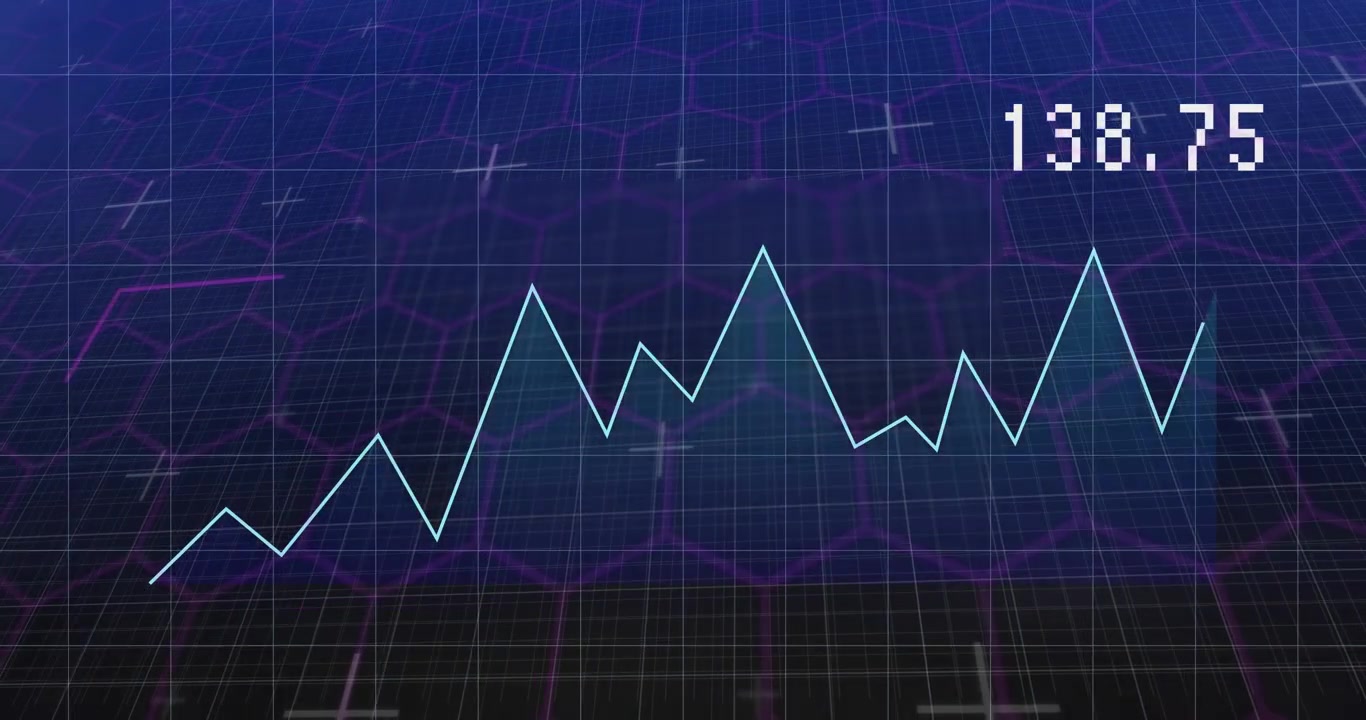 Digital Financial Line Graph Showing Market Fluctuations