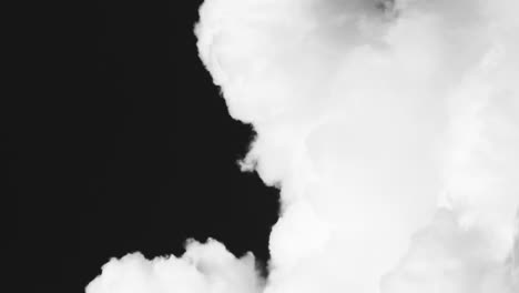 clouds rising, vertical footage black and white