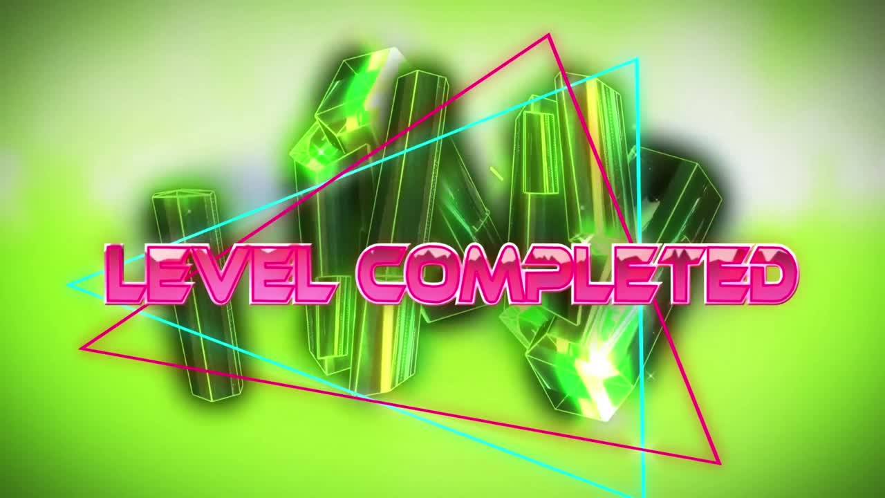 블록으로 디지털 추상 공간에서 완료 된 레벨의 애니메이션