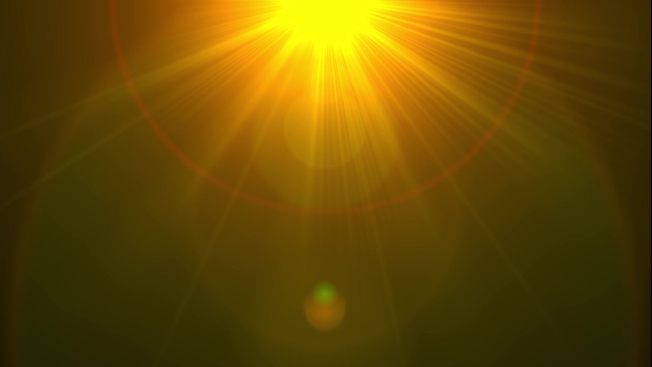 Bright Golden Sun Flare With Lens Effects