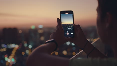 white girl take photo sunset