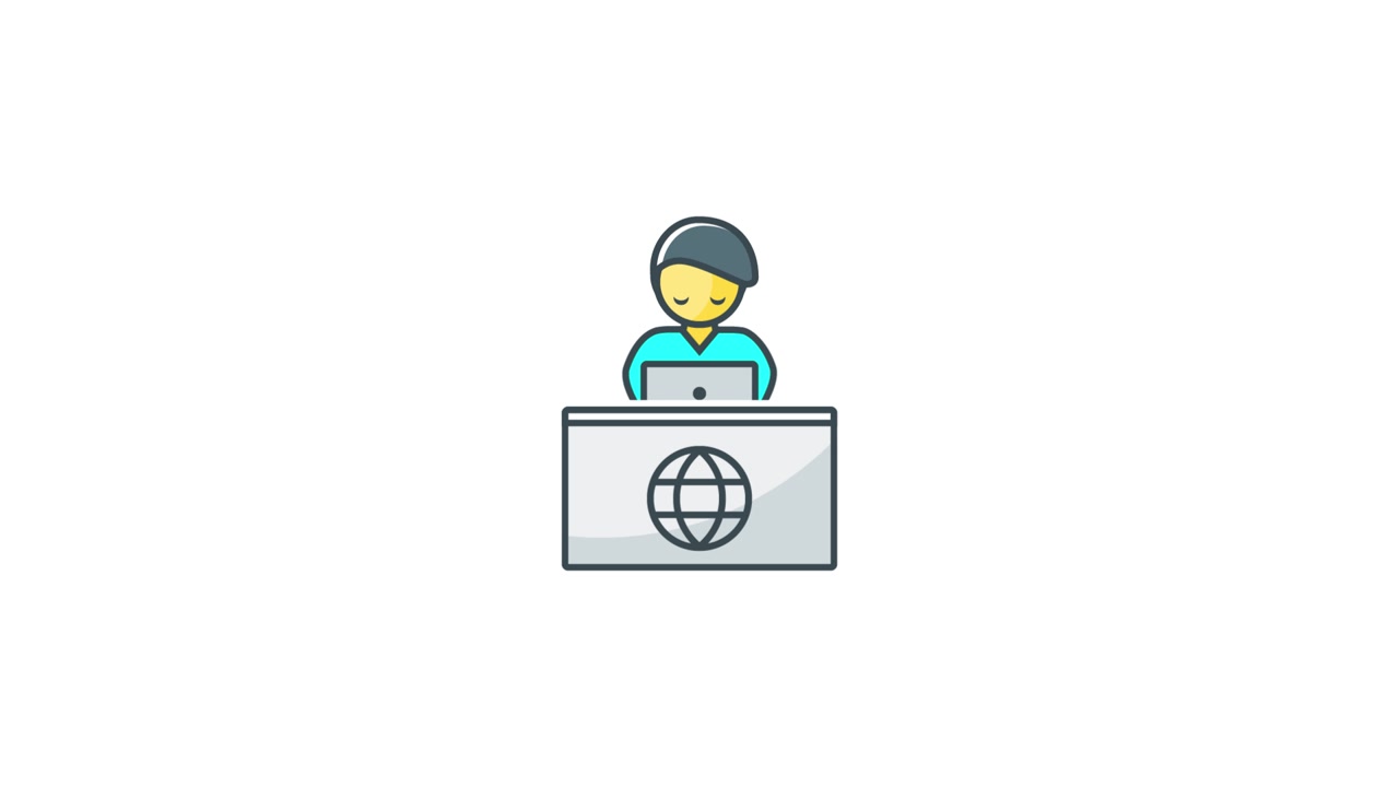 Animated Icon of a Person Working on a Laptop