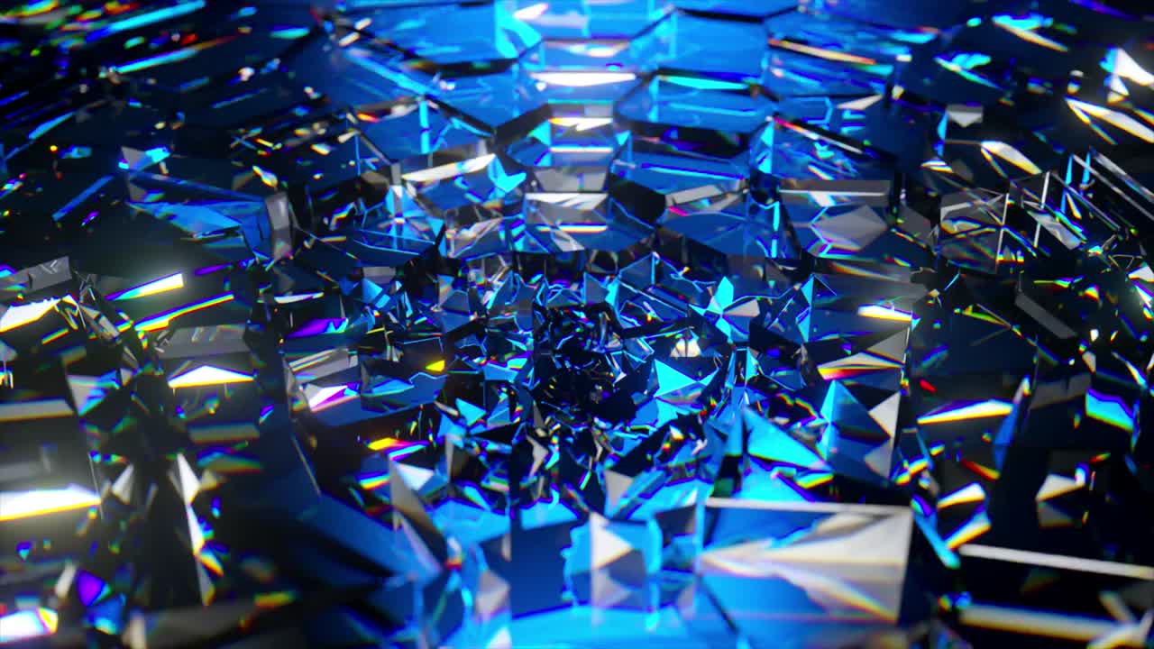 유리 소용돌이. 순환 파동 움직임. 파란색과 검은색. 3d 애니메이션.