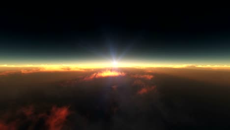 flying above the clouds sunrise 4k