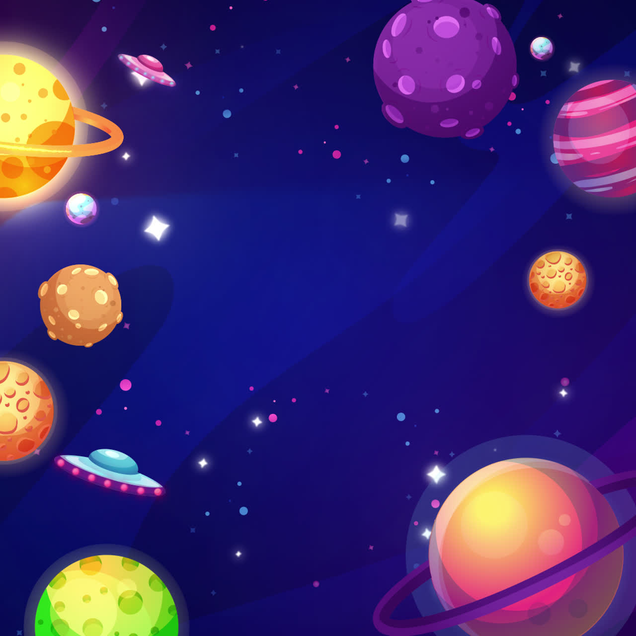 Colorful Cartoon Planets and Space Background